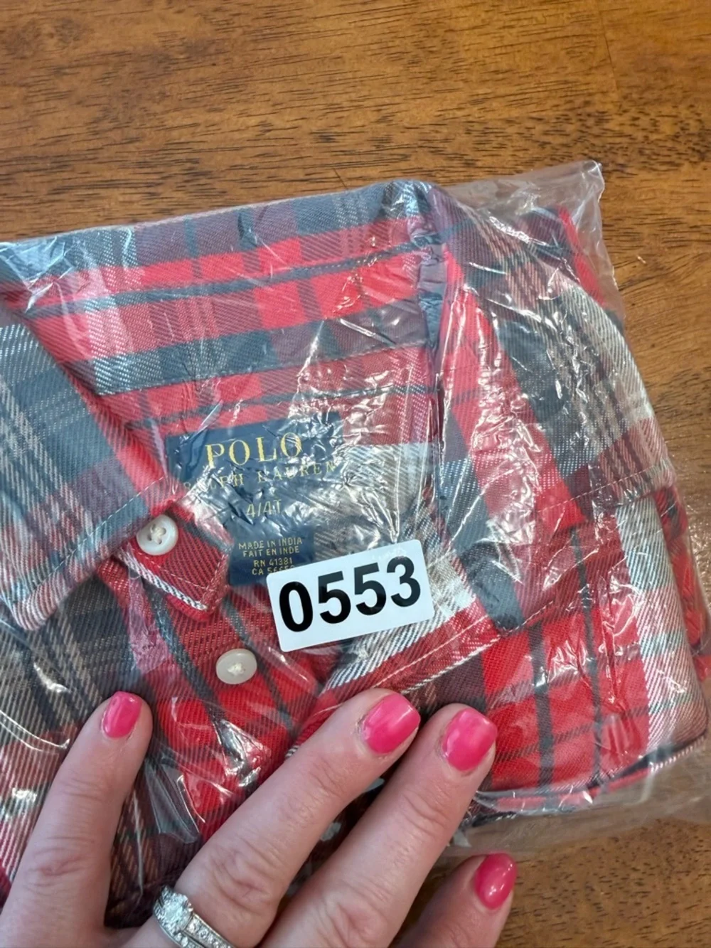 NWT Polo Ralph Lauren Red and Gray Plaid Button-Down Shirt for Kids size 4/4T